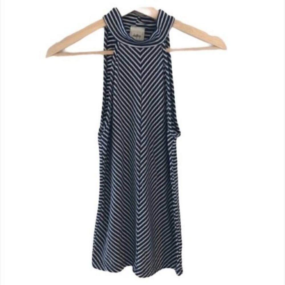 Daytrip High Neck Striped Tank Top Navy White S